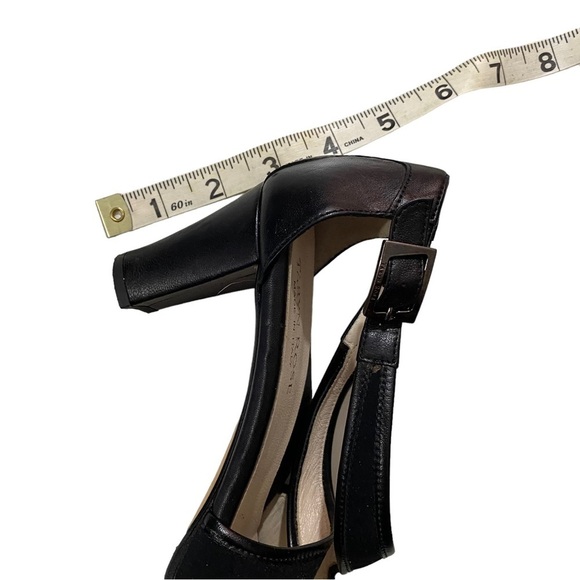 Taryn Rose Made In Italy Black Leather Peep Toe 3” Heels Sz 7M Shoes Pumps - Picture 9 of 9